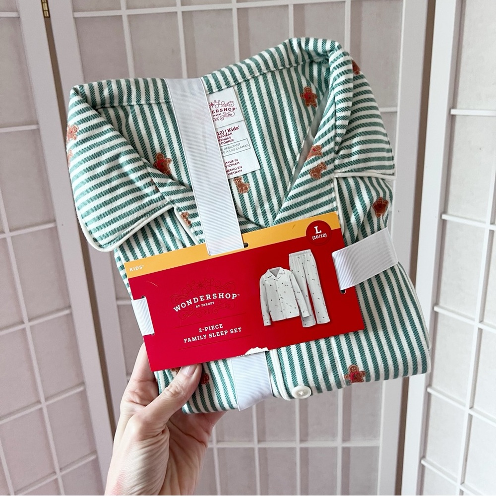 NWT Target Wondershop 2-Piece Family Sleep Pajama PJ Set | Gingerbread Striped L